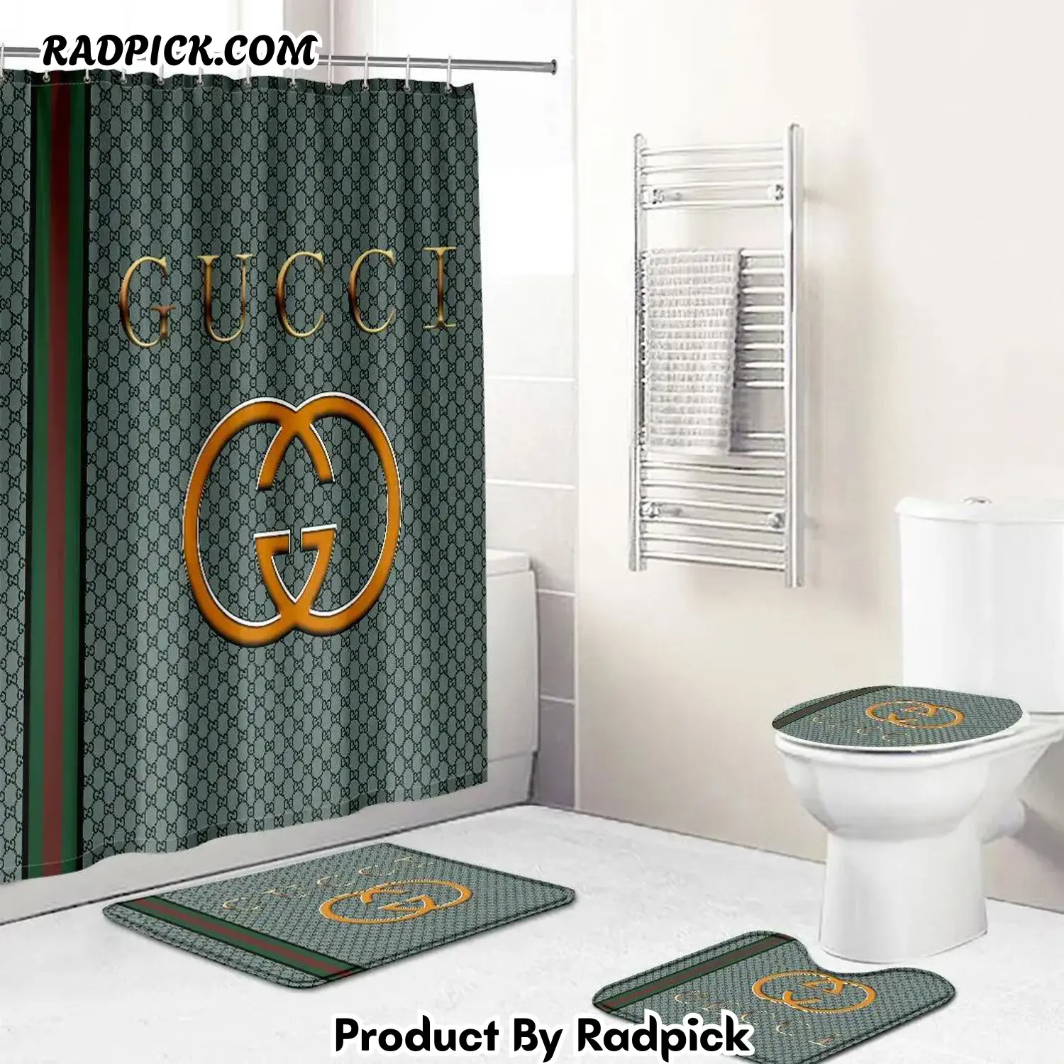 Gucci bathroom set gray beige full shower curtain 150 bathroom set rp387819